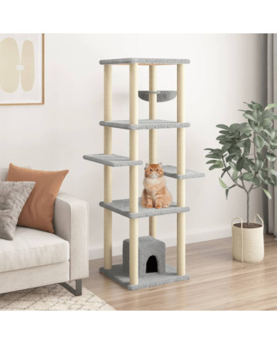 Arbre à chat avec griffoirs en sisal Gris clair 154 cm | Mobilier & Déco