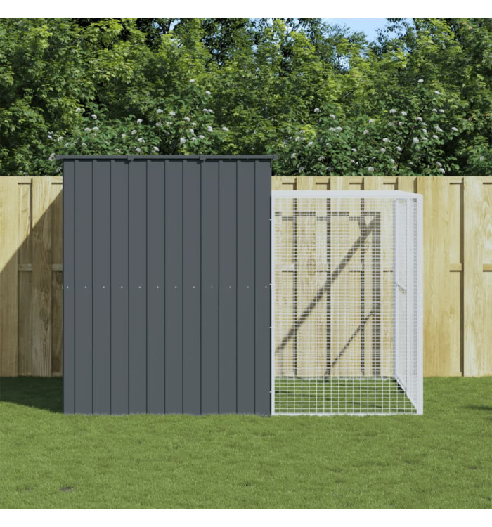 Niche pour chien avec cour anthracite 214x253x181 cm | Mobilier & Déco