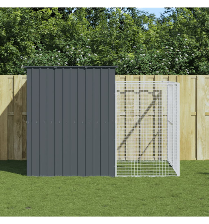 Niche pour chien avec cour anthracite 214x253x181 cm | Mobilier & Déco