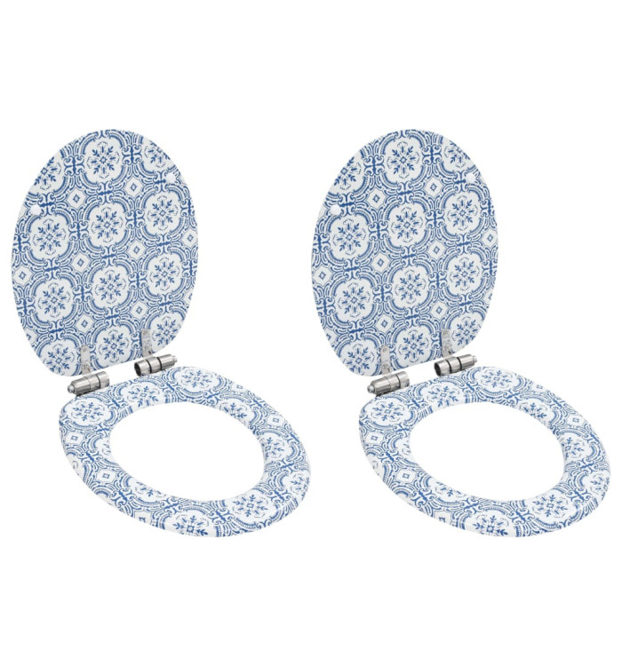 lot de 2 Sièges WC MDF Couvercle à fermeture douceur Porcelaine | Mobilier & Déco