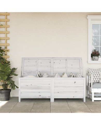 Boîte de rangement jardin blanc 150x50x56,5cm bois massif sapin | Mobilier & Déco