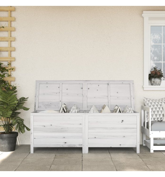 Boîte de rangement jardin blanc 150x50x56,5cm bois massif sapin | Mobilier & Déco