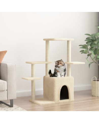 Arbre à chat avec griffoirs en sisal crème 97,5 cm | Mobilier & Déco