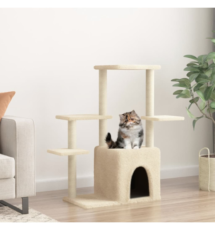 Arbre à chat avec griffoirs en sisal crème 97,5 cm | Mobilier & Déco