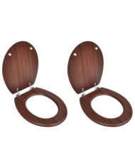 Sièges de toilette avec couvercles 2 pcs MDF Marron | Mobilier & Déco