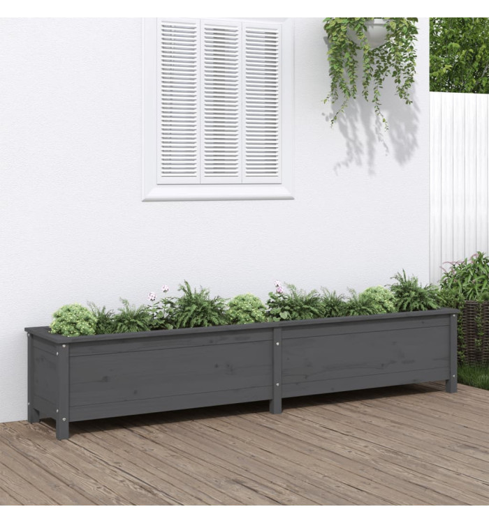 Lit surélevé de jardin gris 199,5x40x39 cm bois de pin massif | Mobilier & Déco