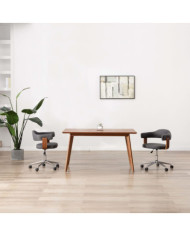 Chaises pivotantes à manger lot de 2 gris bois courbé et tissu | Mobilier & Déco