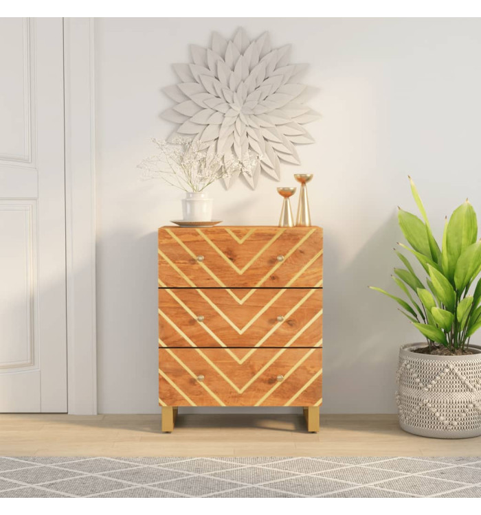 Armoire latérale marron et noir 60x33,5x75 cm bois de manguier | Mobilier & Déco