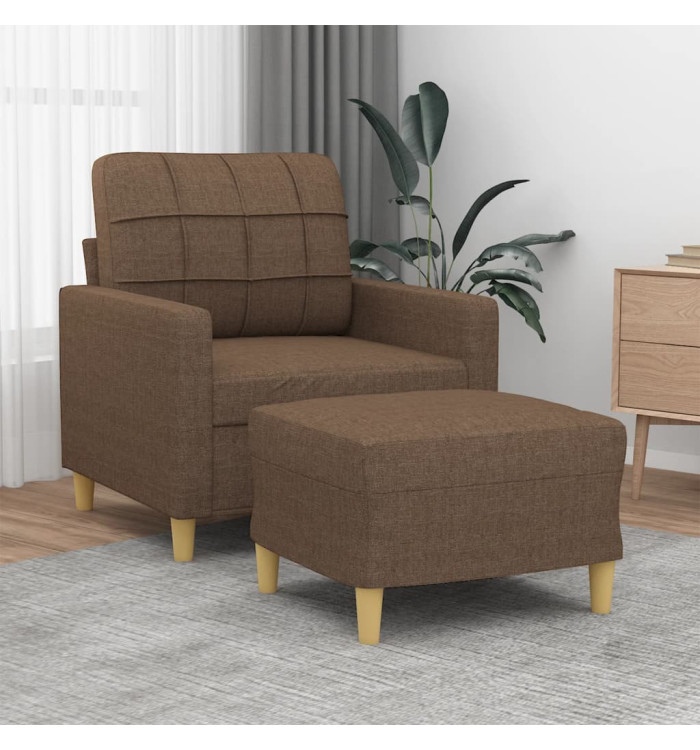 Fauteuil avec repose-pied Marron 60 cm Tissu | Mobilier & Déco
