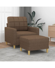 Fauteuil avec repose-pied Marron 60 cm Tissu | Mobilier & Déco
