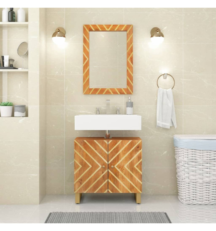Miroir salle de bain marron 50x70x3cm bois de manguier et verre | Mobilier & Déco