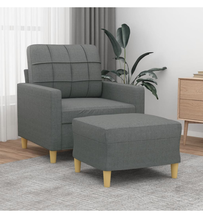Fauteuil avec repose-pied Gris foncé 60 cm Tissu | Mobilier & Déco