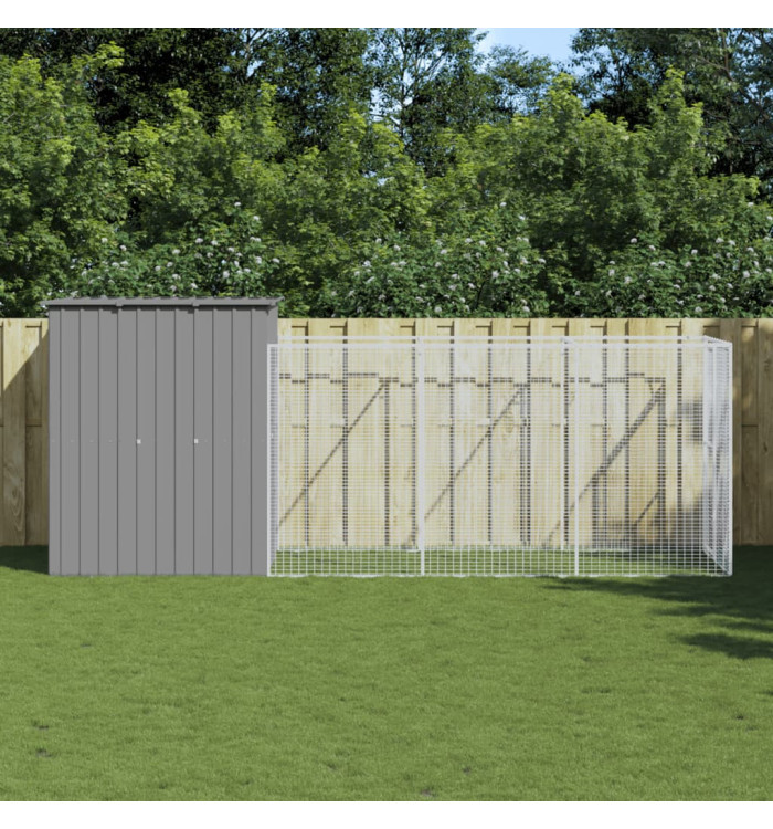 Niche pour chien avec cour gris clair 165x455x181 cm | Mobilier & Déco
