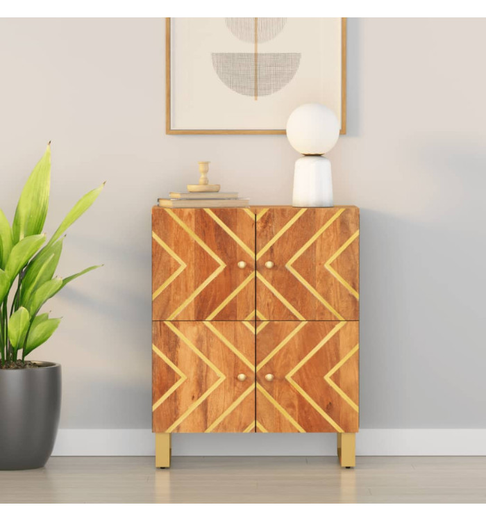 Armoire latérale marron et noir 60x33,5x75 cm bois de manguier | Mobilier & Déco