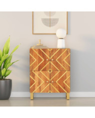 Armoire latérale marron et noir 60x33,5x75 cm bois de manguier | Mobilier & Déco