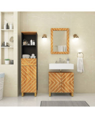 Ensemble d'armoires de bain 3 pcs marron noir bois de manguier | Mobilier & Déco