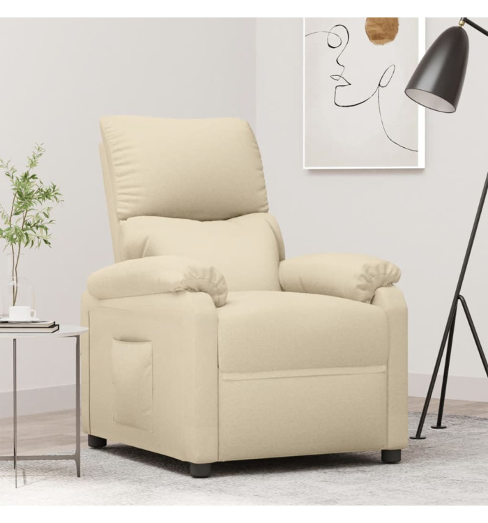 Fauteuil inclinable Crème Tissu | Mobilier & Déco