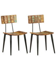 Chaises à manger lot de 2 bois de récupération solide | Mobilier & Déco