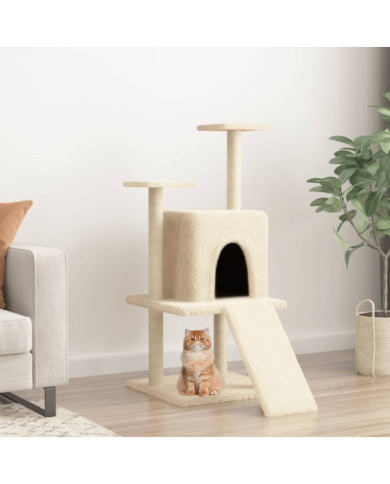 Arbre à chat avec griffoirs en sisal crème 110 cm | Mobilier & Déco