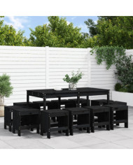 Ensemble à manger de jardin 13 pcs noir bois massif de pin | Mobilier & Déco