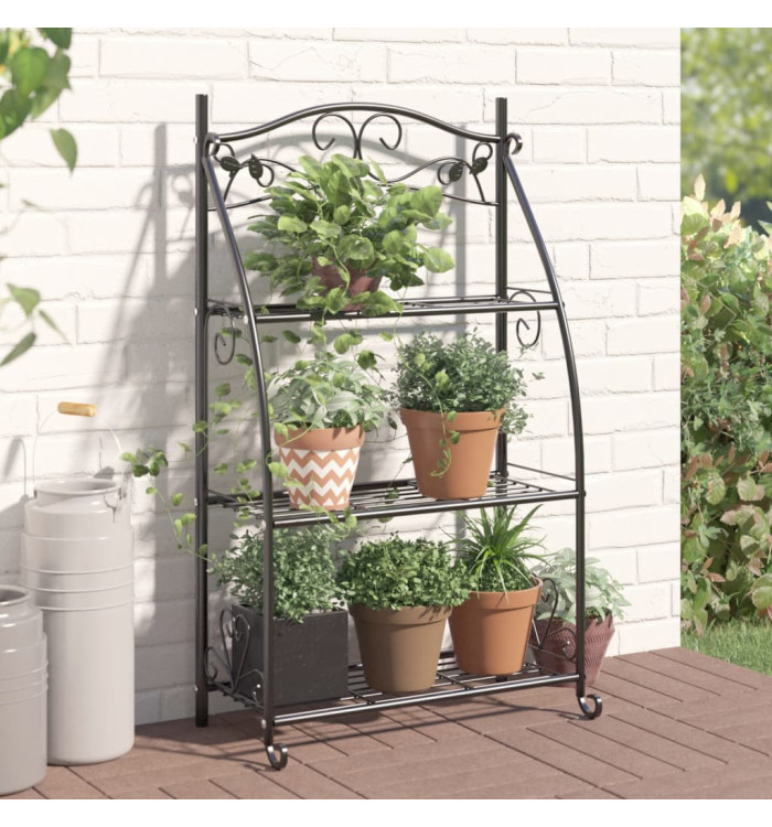 Étagère à fleurs Noir 56x30x96 cm Acier | Mobilier & Déco