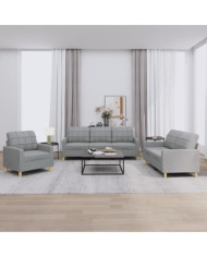 Ensemble de canapés 3 pcs avec coussins Gris clair Tissu | Mobilier & Déco