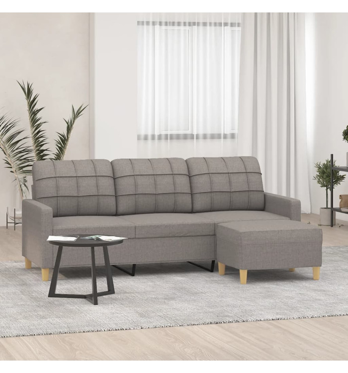 Canapé à 3 places avec repose-pieds Taupe 180 cm Tissu | Mobilier & Déco
