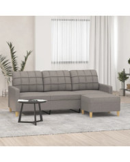 Canapé à 3 places avec repose-pieds Taupe 180 cm Tissu | Mobilier & Déco