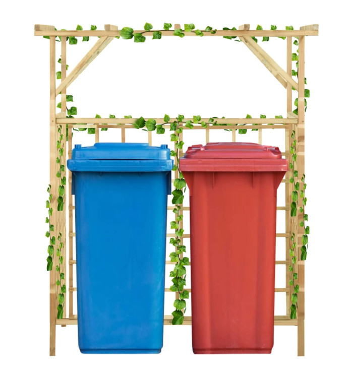 Pergola de jardin pour poubelles doubles Bois de pin imprégné | Mobilier & Déco
