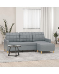 Canapé à 3 places avec repose-pieds Gris clair 180 cm Tissu | Mobilier & Déco