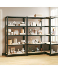 Étagères à 5 niveaux 3pcs Anthracite Acier et bois d'ingénierie | Mobilier & Déco