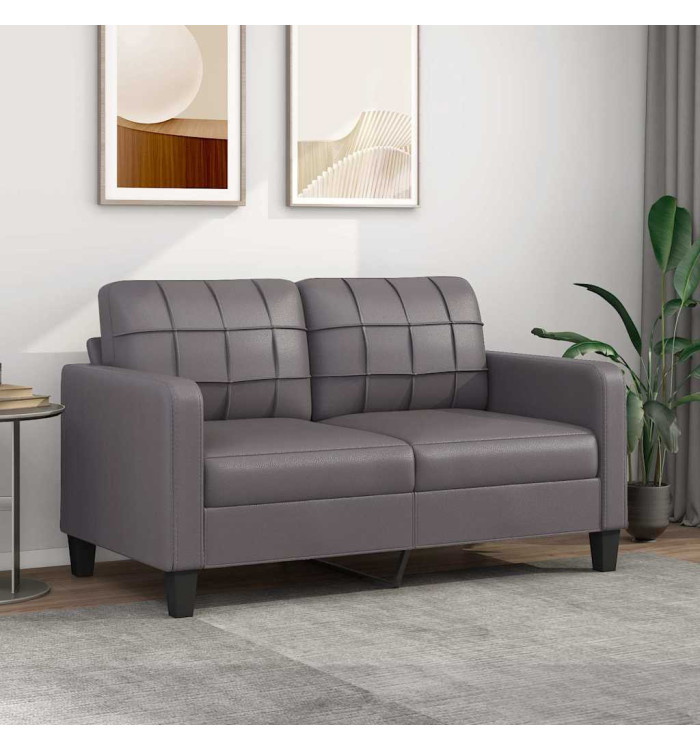 Canapé à 2 places Gris 140 cm Similicuir | Mobilier & Déco