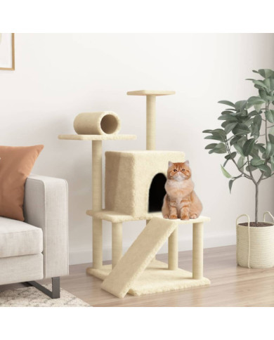 Arbre à chat avec griffoirs en sisal crème 110,5 cm | Mobilier & Déco