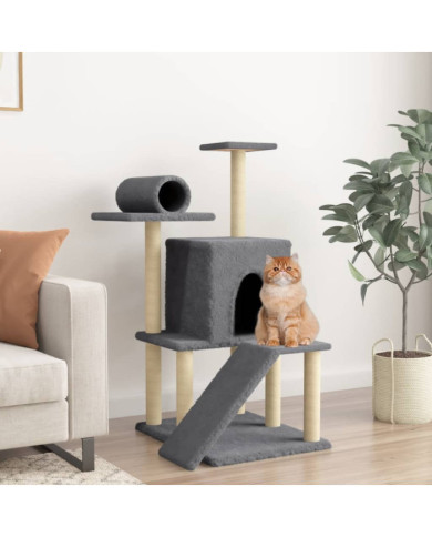 Arbre à chat avec griffoirs en sisal gris foncé 110,5 cm | Mobilier & Déco