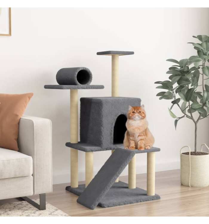 Arbre à chat avec griffoirs en sisal gris foncé 110,5 cm | Mobilier & Déco