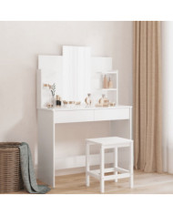 Coiffeuse avec miroir blanc brillant 96x39x142 cm | Mobilier & Déco