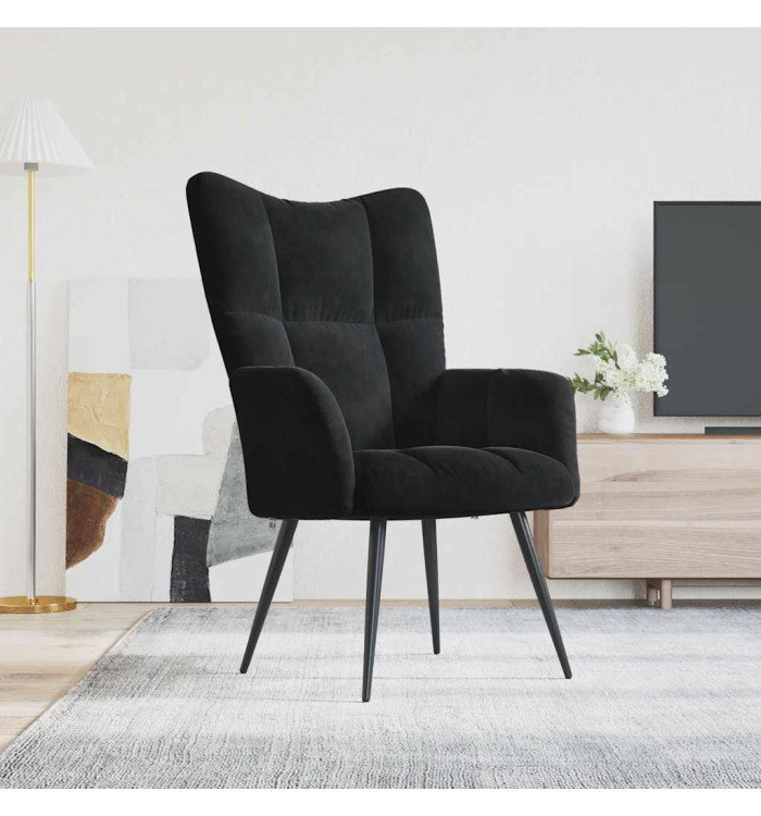 Chaise de relaxation Noir Velours | Mobilier & Déco