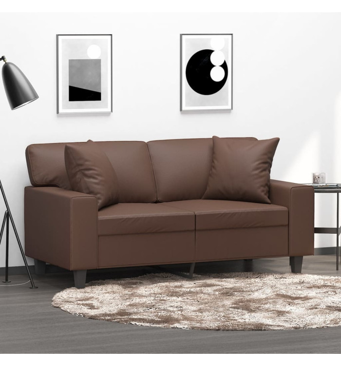 Coussins décoratifs lot de 2 Marron 40x40 cm Similicuir | Mobilier & Déco