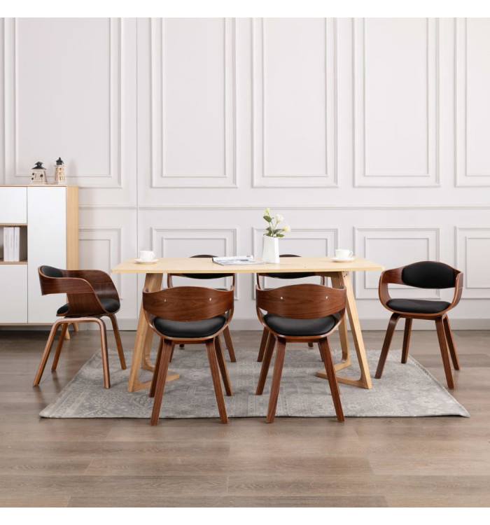Chaises à manger lot de 6 bois courbé et similicuir | Mobilier & Déco