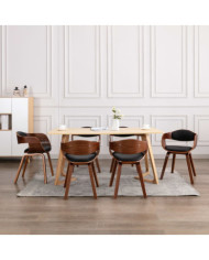Chaises à manger lot de 6 bois courbé et similicuir | Mobilier & Déco