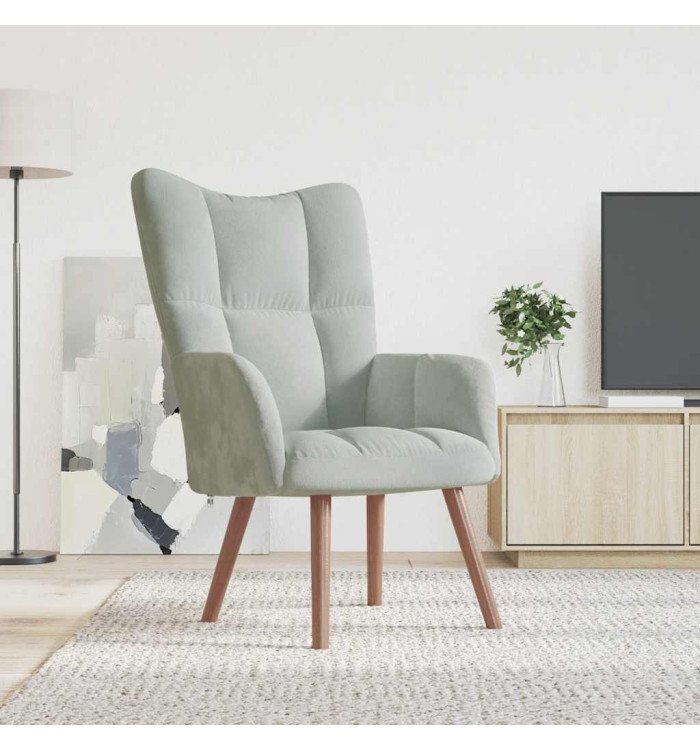 Chaise de relaxation Gris clair Velours | Mobilier & Déco