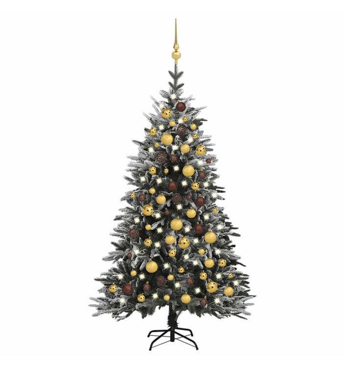 Arbre de Noël artificiel LED et flocons de neige 120 cm PVC PE | Mobilier & Déco