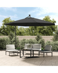 Parasol de jardin en porte-à-faux et lumières LED mât en métal | Mobilier & Déco