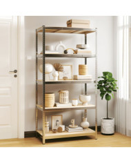 Étagère de rangement 5 niveaux Argenté Acier et bois ingénierie | Mobilier & Déco