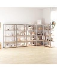 Étagères à 5 niveaux 5 pcs Argenté Acier et bois d'ingénierie | Mobilier & Déco