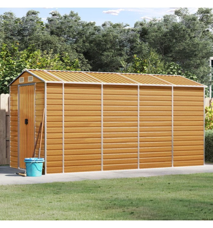 Abri de jardin marron clair 191x385x198 cm acier galvanisé | Mobilier & Déco