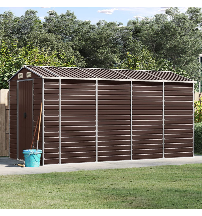 Abri de jardin marron 191x385x198 cm acier galvanisé | Mobilier & Déco