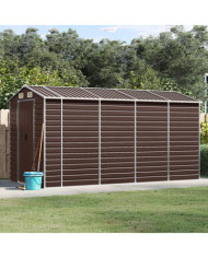Abri de jardin marron 191x385x198 cm acier galvanisé | Mobilier & Déco