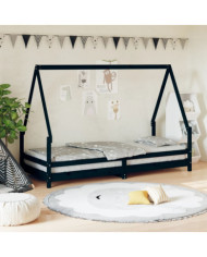 Cadre de lit pour enfants noir 80x200 cm bois de pin massif | Mobilier & Déco