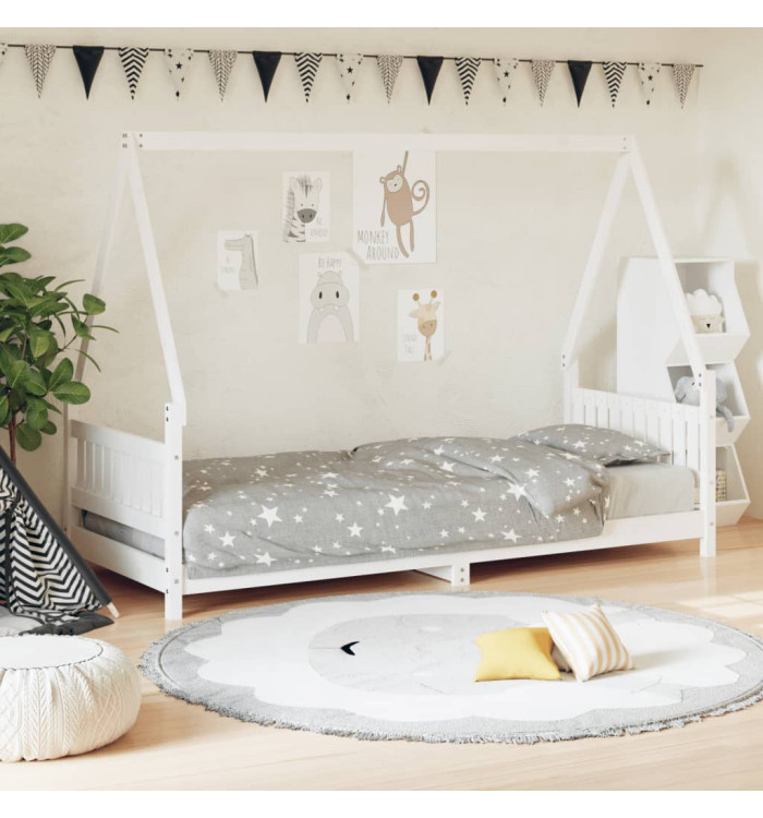 Cadre de lit pour enfants blanc 80x200 cm bois de pin massif | Mobilier & Déco